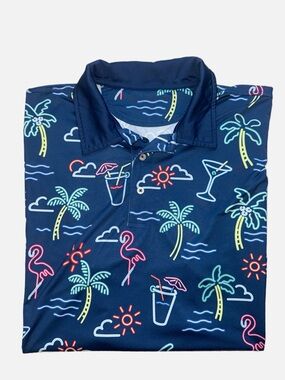 Chubbies Men's Size XXL "The Neon Light" Performance Stretch Polo Short Sleeve